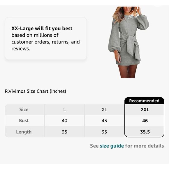 NWT Womens R Vivimos Chic Bubble Sleeve Ribbed Tie Wrap Slate Gray Dress - Sz L - Picture 4 of 5